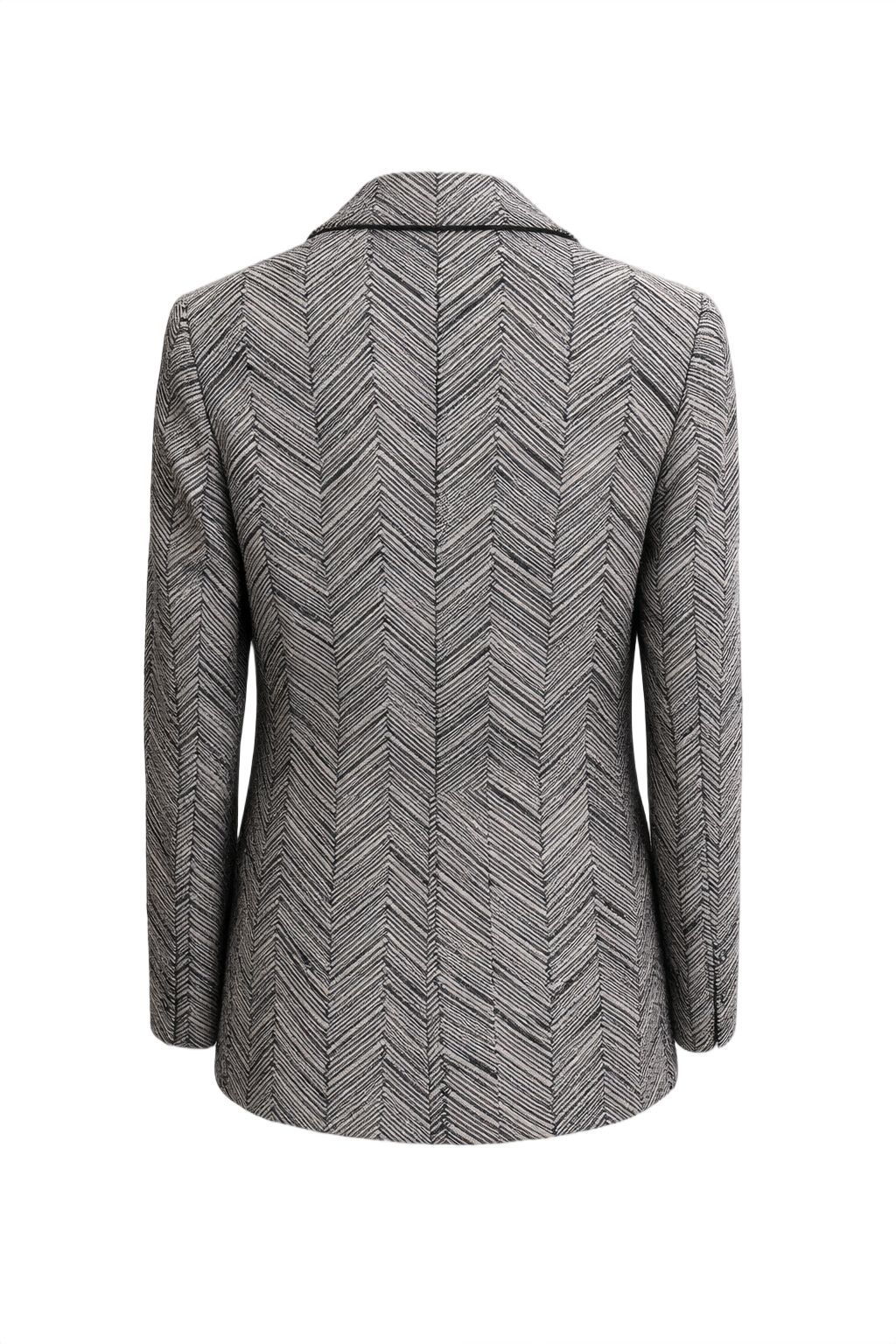 1980s Black and White Wool Blend Blazer - Back View
