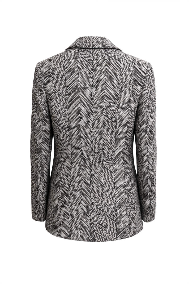 1980s Black and White Wool Blend Blazer - Back View