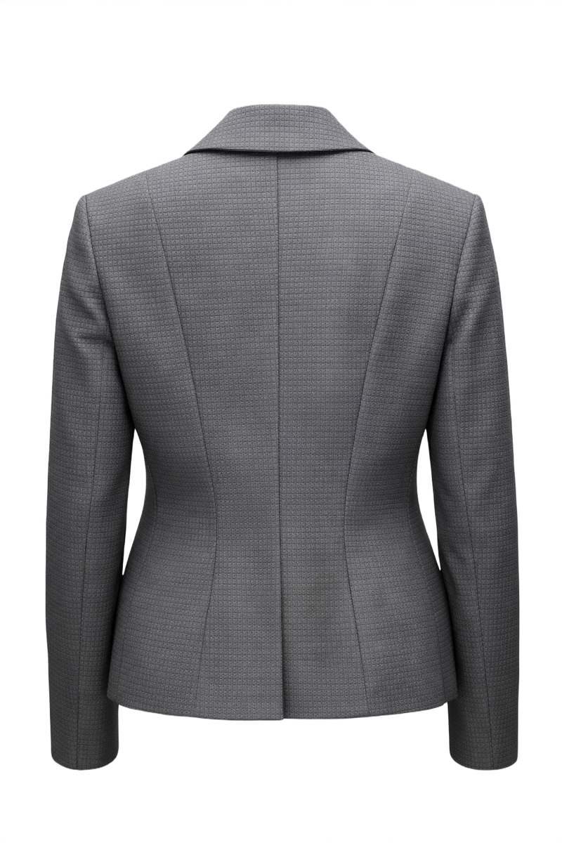 1990s Charcoal Grey Textured Blazer - Back View