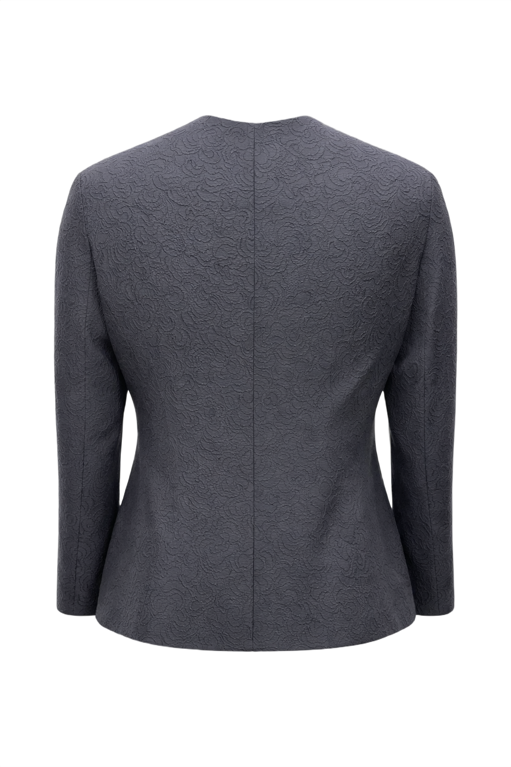 1980s Dark Grey Brocade Blazer - Back View