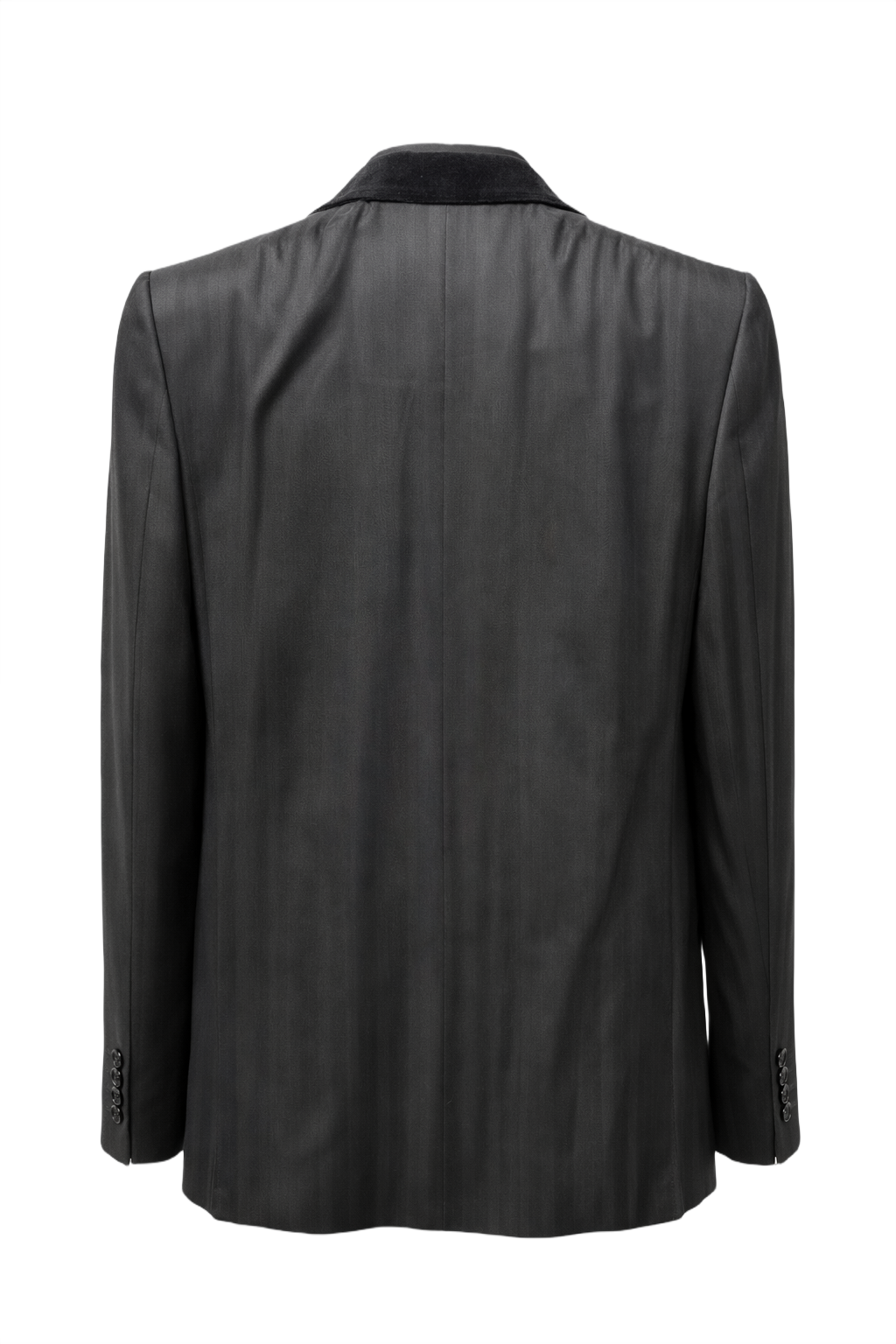 1980s Dark Grey Wool Blazer - Back View