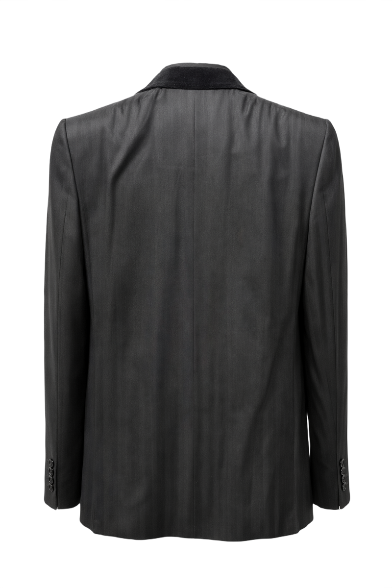 1980s Dark Grey Wool Blazer - Back View