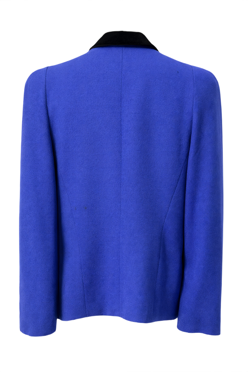 1980s Bright Royal Blue Wool Blazer - Back View