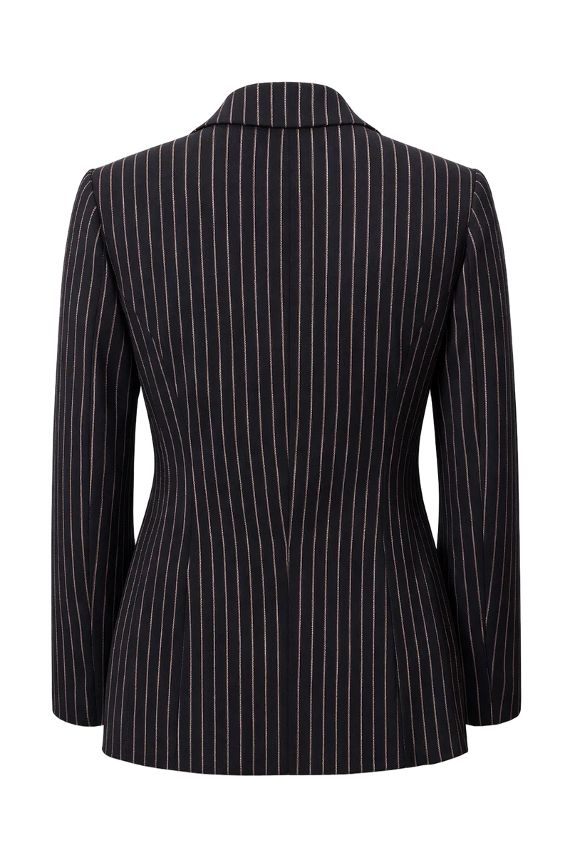 1980s Black Wool Blazer - Back View
