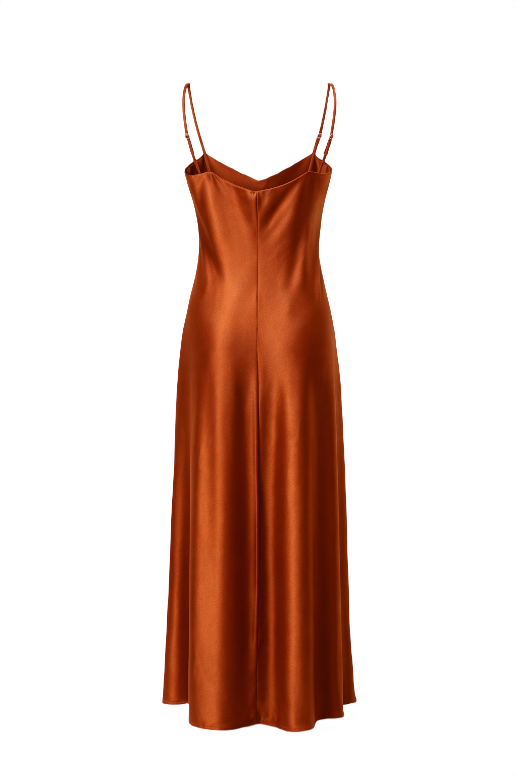 1990s Rust Satin Slip Dress - Back View