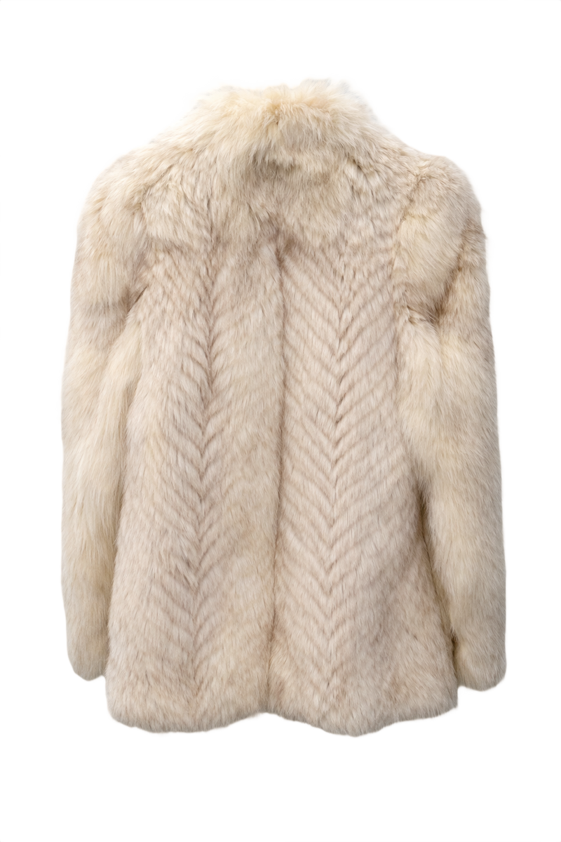 1990s Cream Fur Coat - Back View