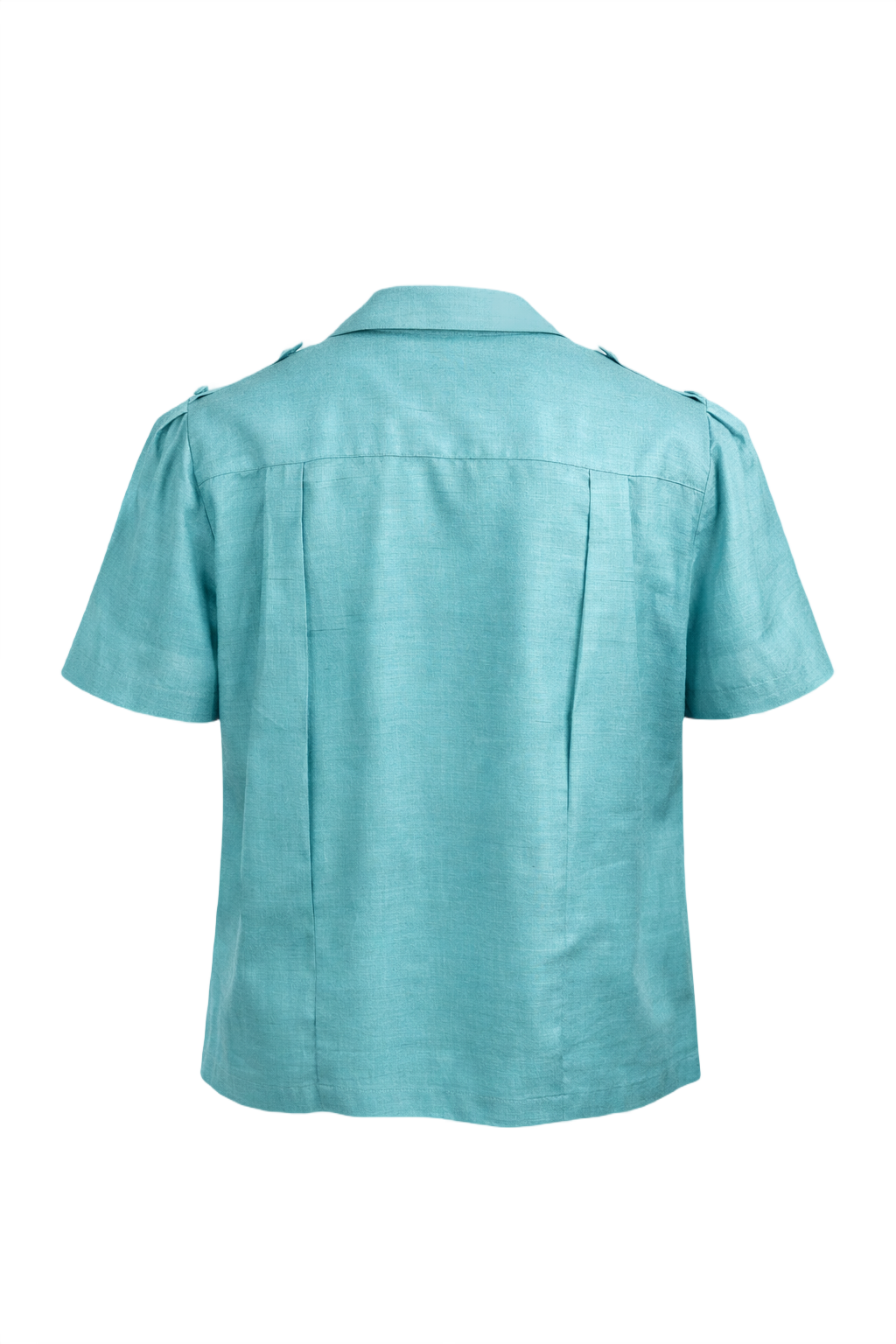 1960s Light Teal Silk Blouse - Back View