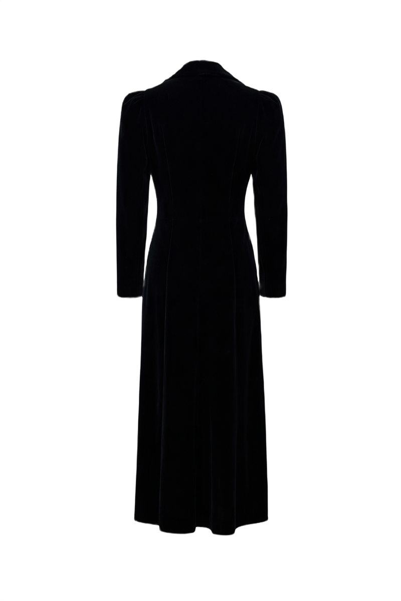 1930s Black Velvet Coat - Back View