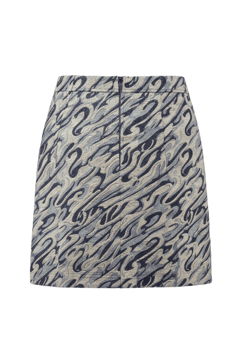 1960s Black Silver Polyester Skirt - Back View