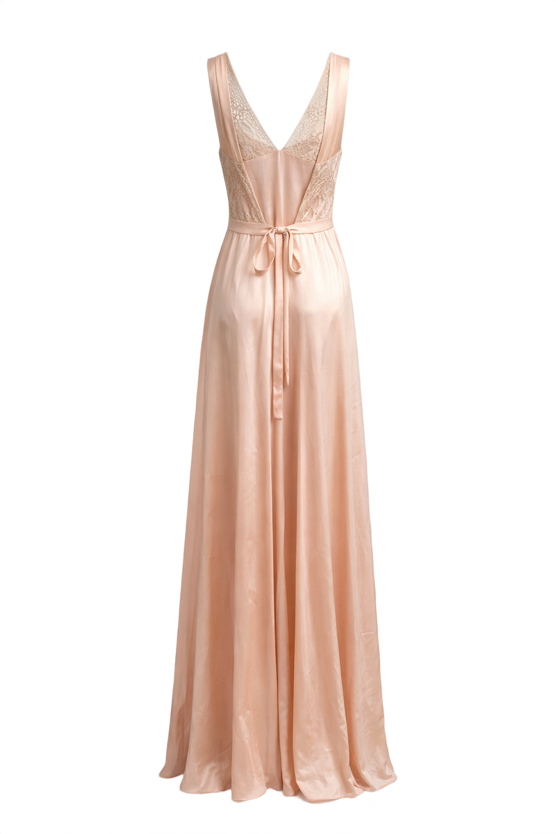 1930s Peach Silk Gown - Back View