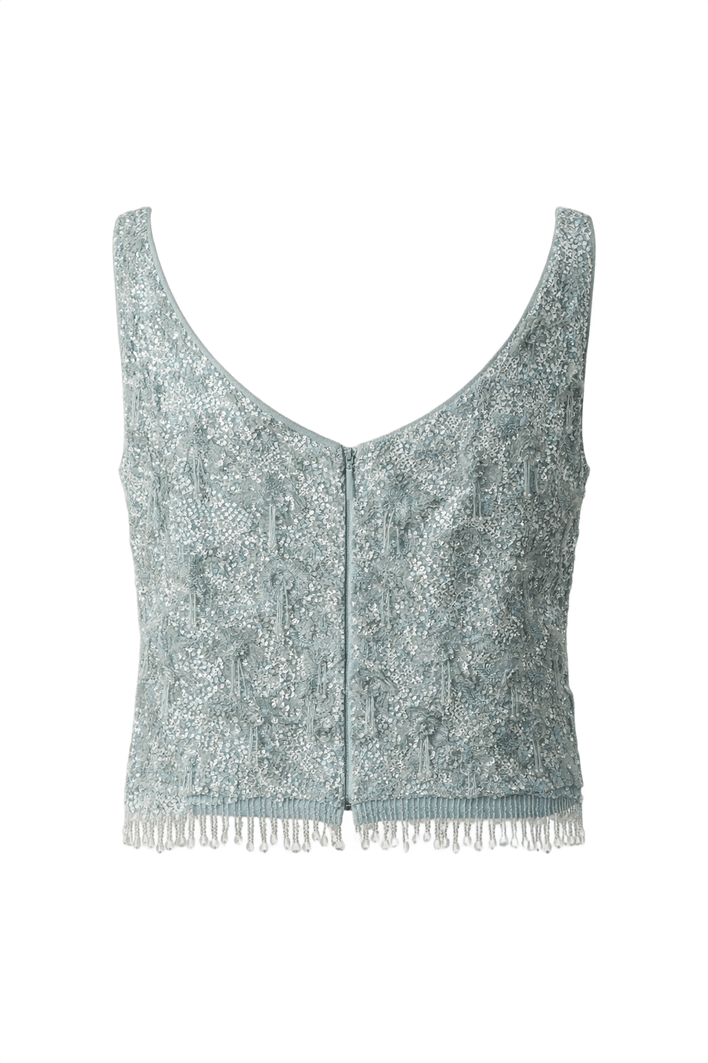 1950s Silver Wool Sleeveless Top - Back View