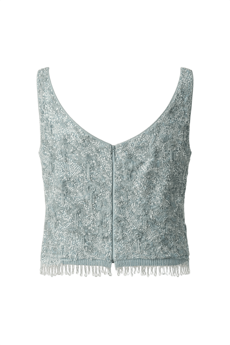 1950s Silver Wool Sleeveless Top - Back View