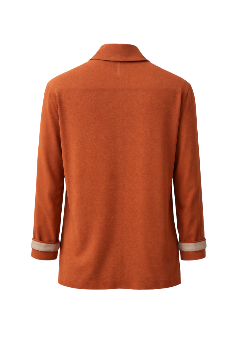 1980s Orange Polyester Shirt - Back View