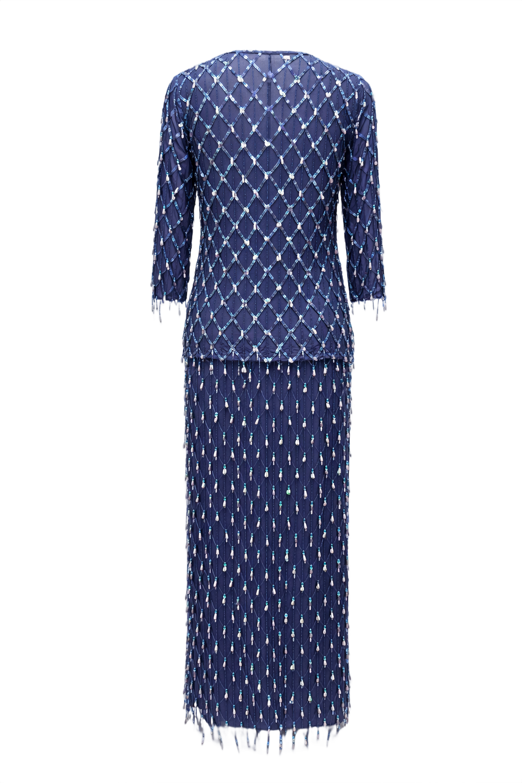 1980s Blue Synthetic Dress - Back View