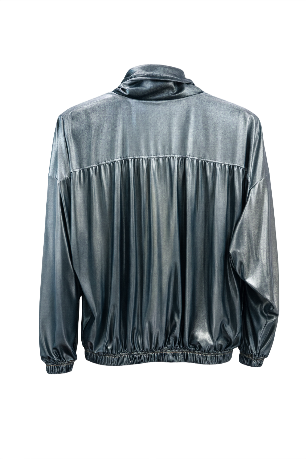 1980s Silver Synthetic Jacket - Back View