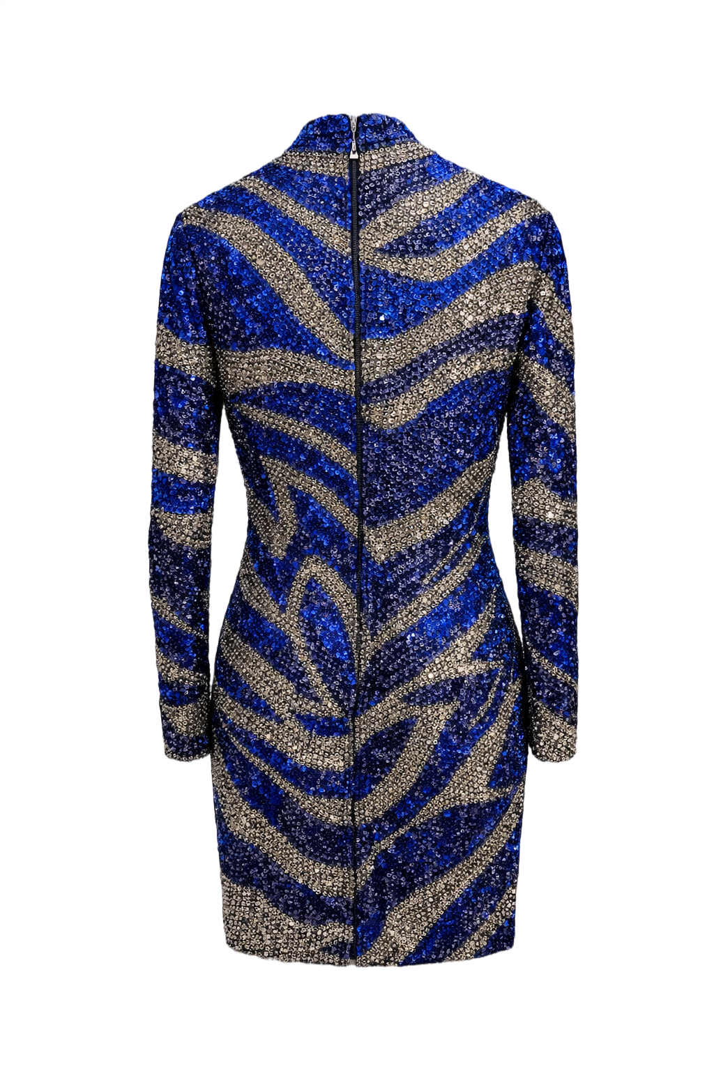1980s Blue Sequin Dress - Back View