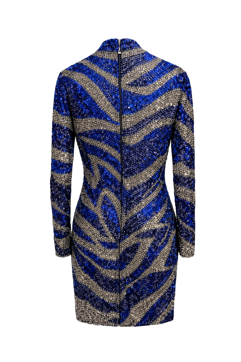 1980s Blue Sequin Dress - Back View
