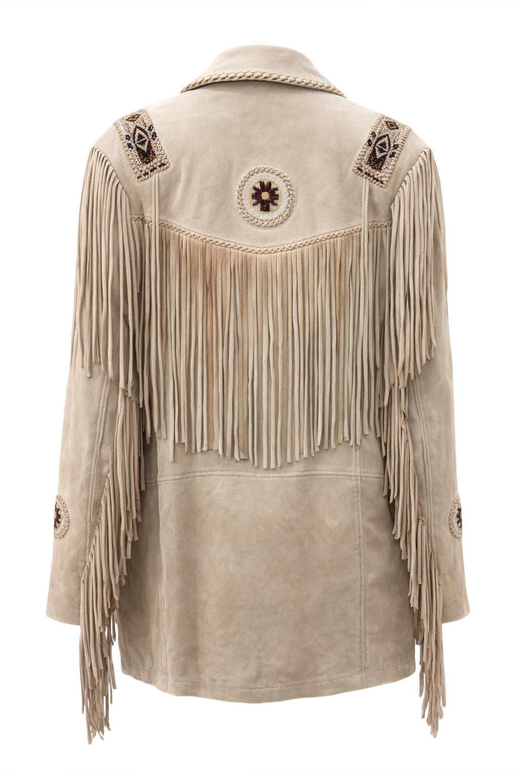 1970s Cream Leather Jacket - Back View