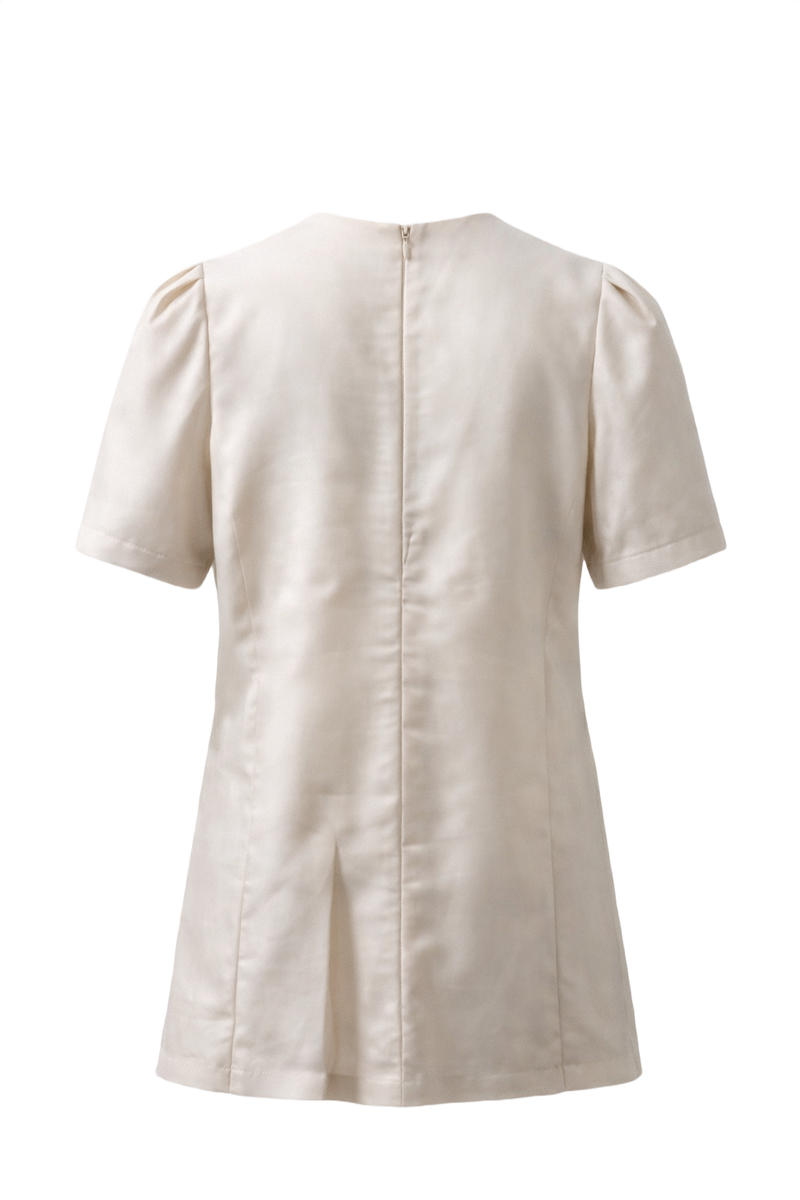 1970s Cream Satin Blouse - Back View