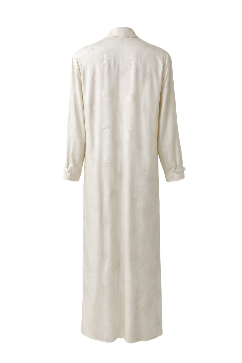 1970s Ivory Silk Dress - Back View