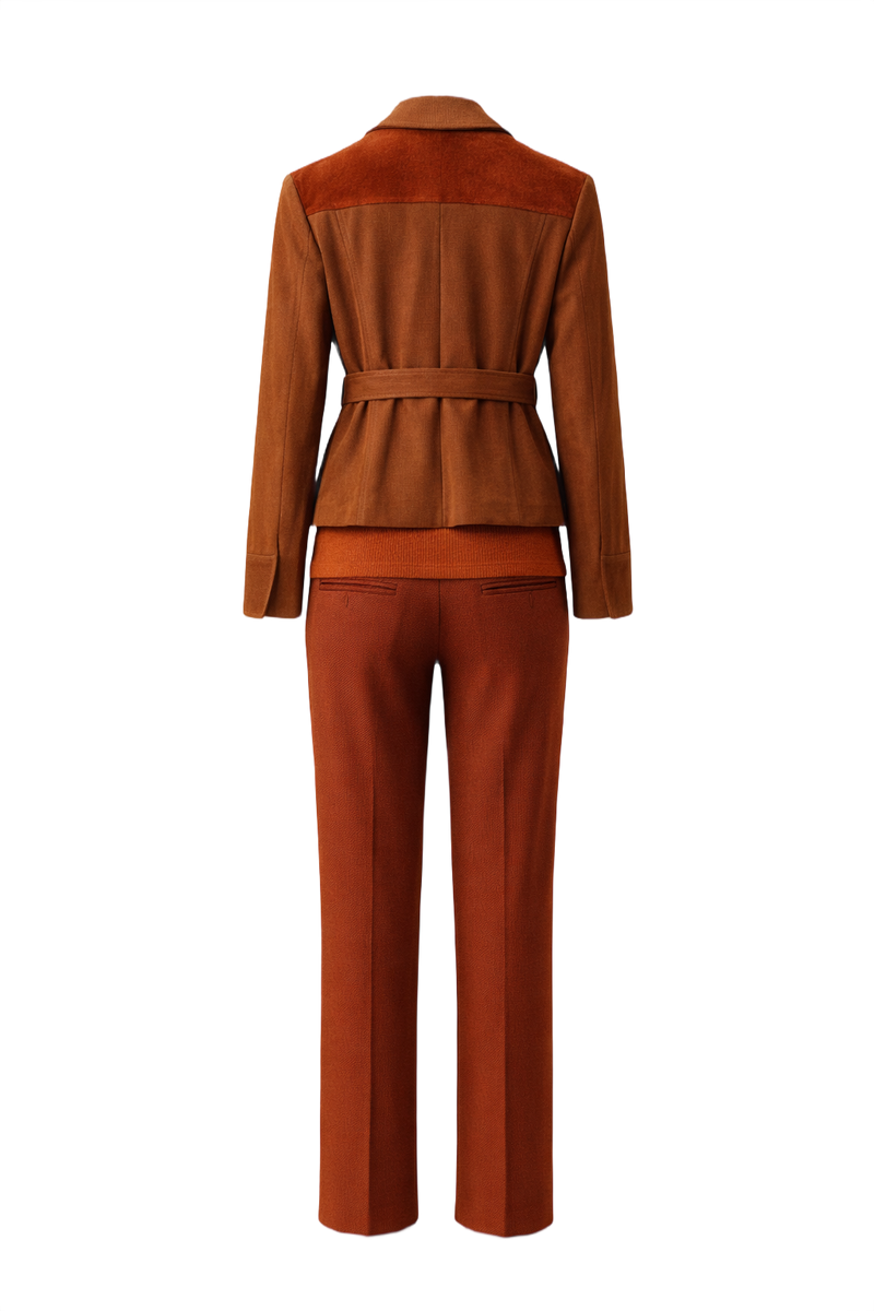 1960s Rust Brown Suede 3-Piece Set - Back View