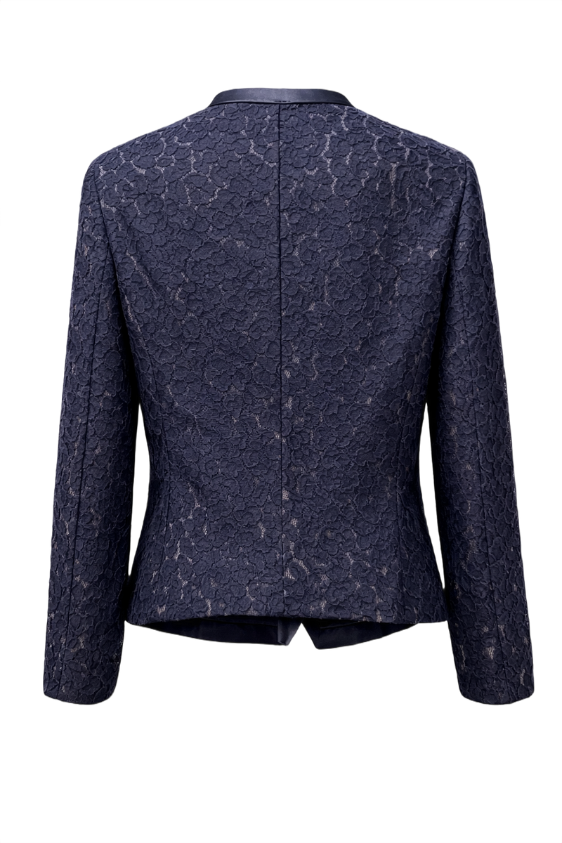 1980s Navy Blue Lace Jacket - Back View