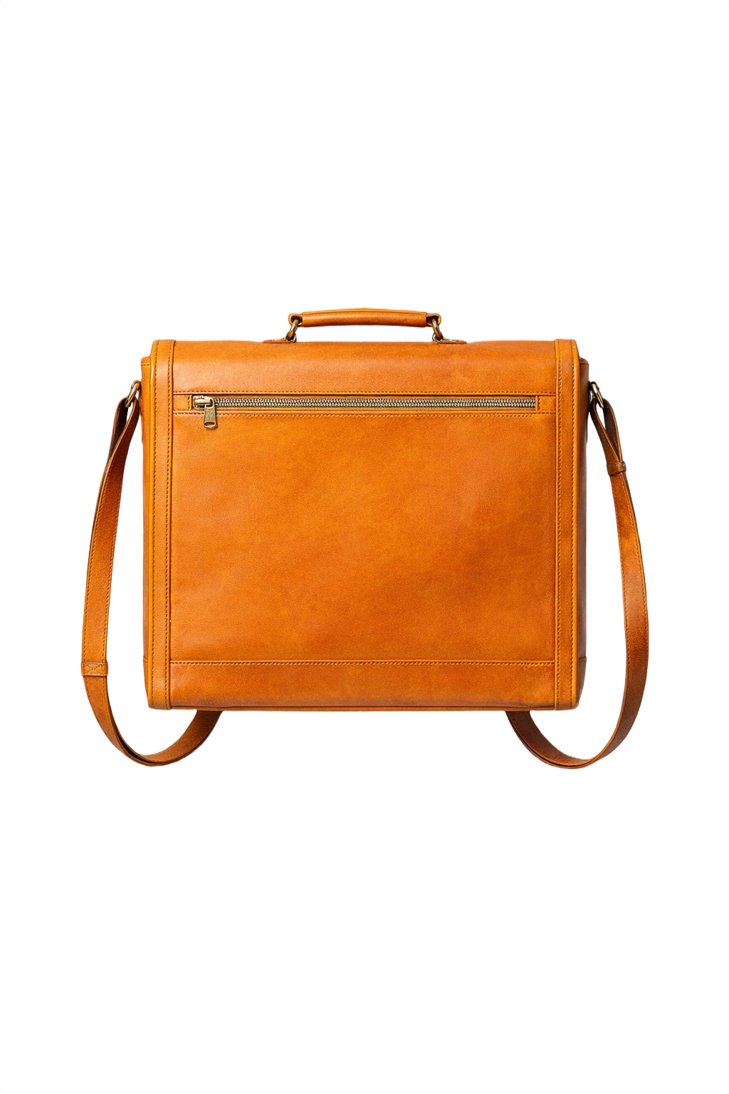 1970s Brown Leather Bag - Back View
