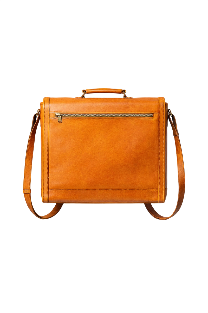 1970s Brown Leather Bag - Back View