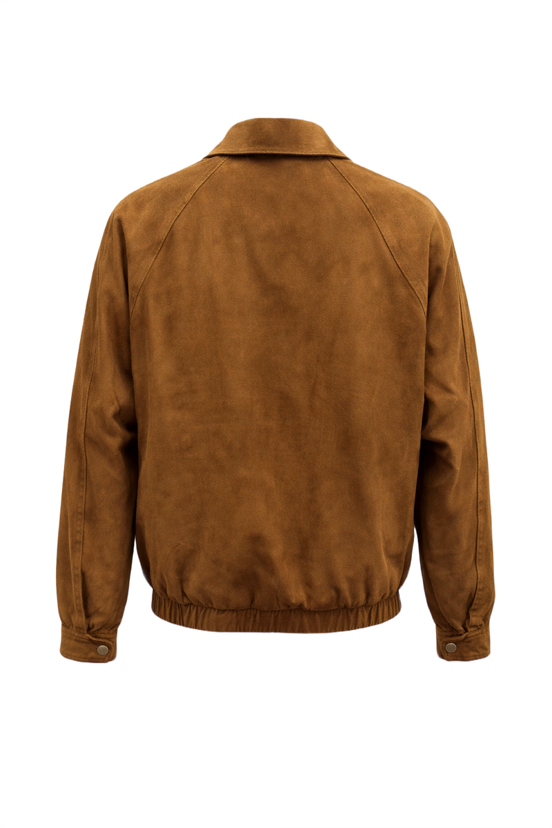 1990s Brown Suede-Like Men's Jacket - Back View