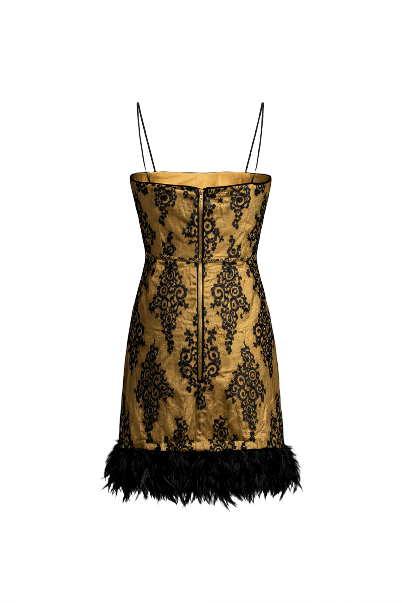 1980s Gold Satin Dress - Back View