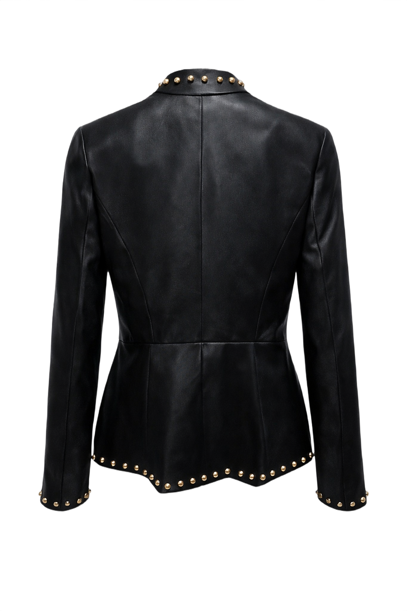 1990s Black Leather Blazer - Back View