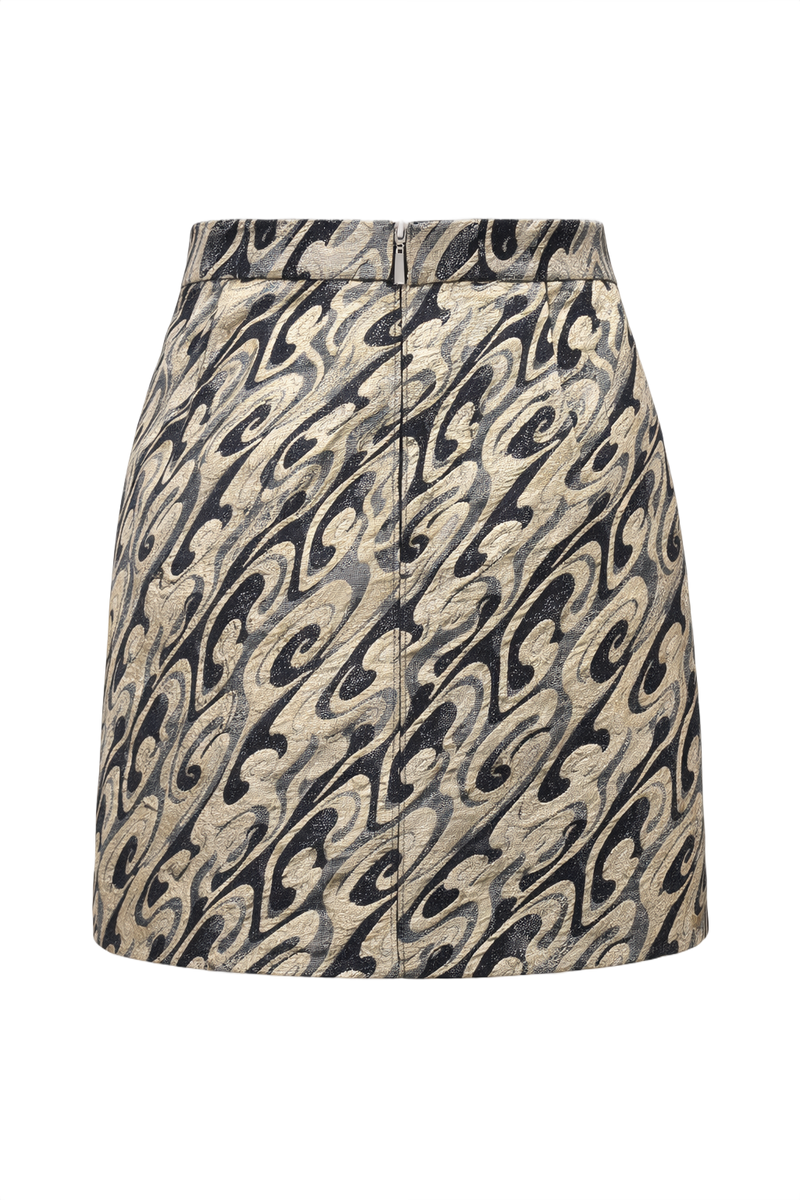 1970s Beige Woven Skirt - Back View