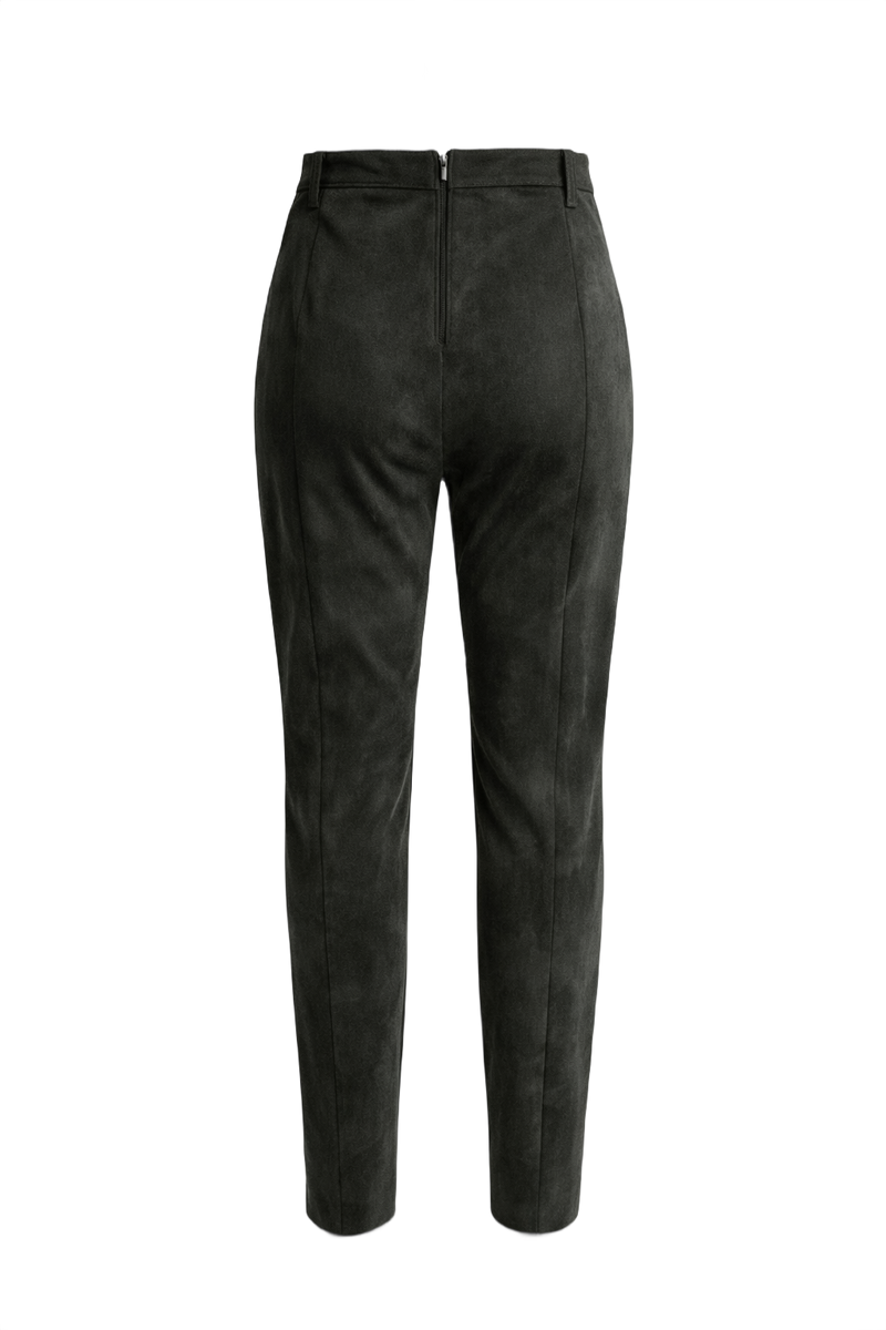 1990s Dark Green Suede Pants - Back View