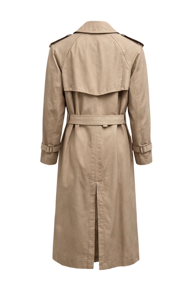 1980s Beige Cotton Trench Coat - Back View
