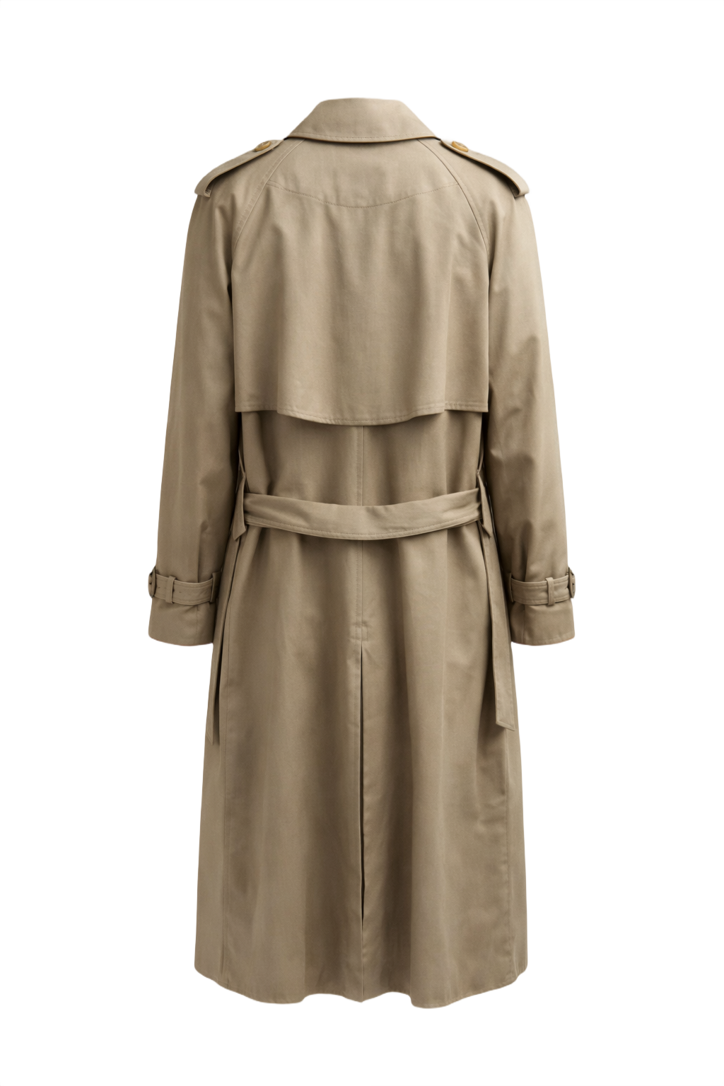 1980s Beige Cotton Trench Coat - Back View