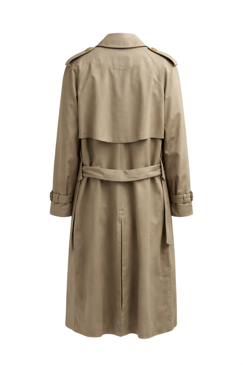 1980s Beige Cotton Trench Coat - Back View