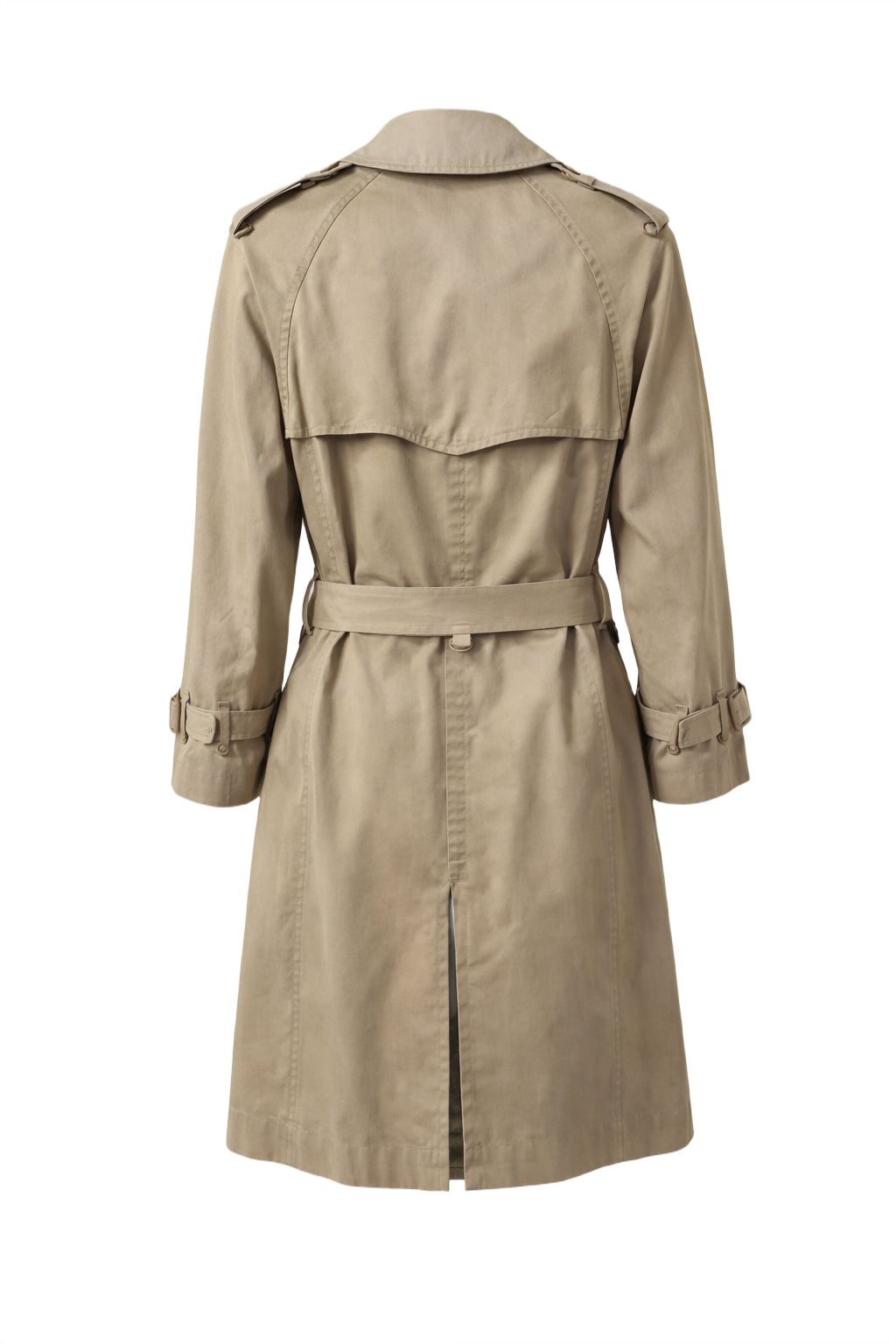 1980s Beige Cotton Trench Coat - Back View