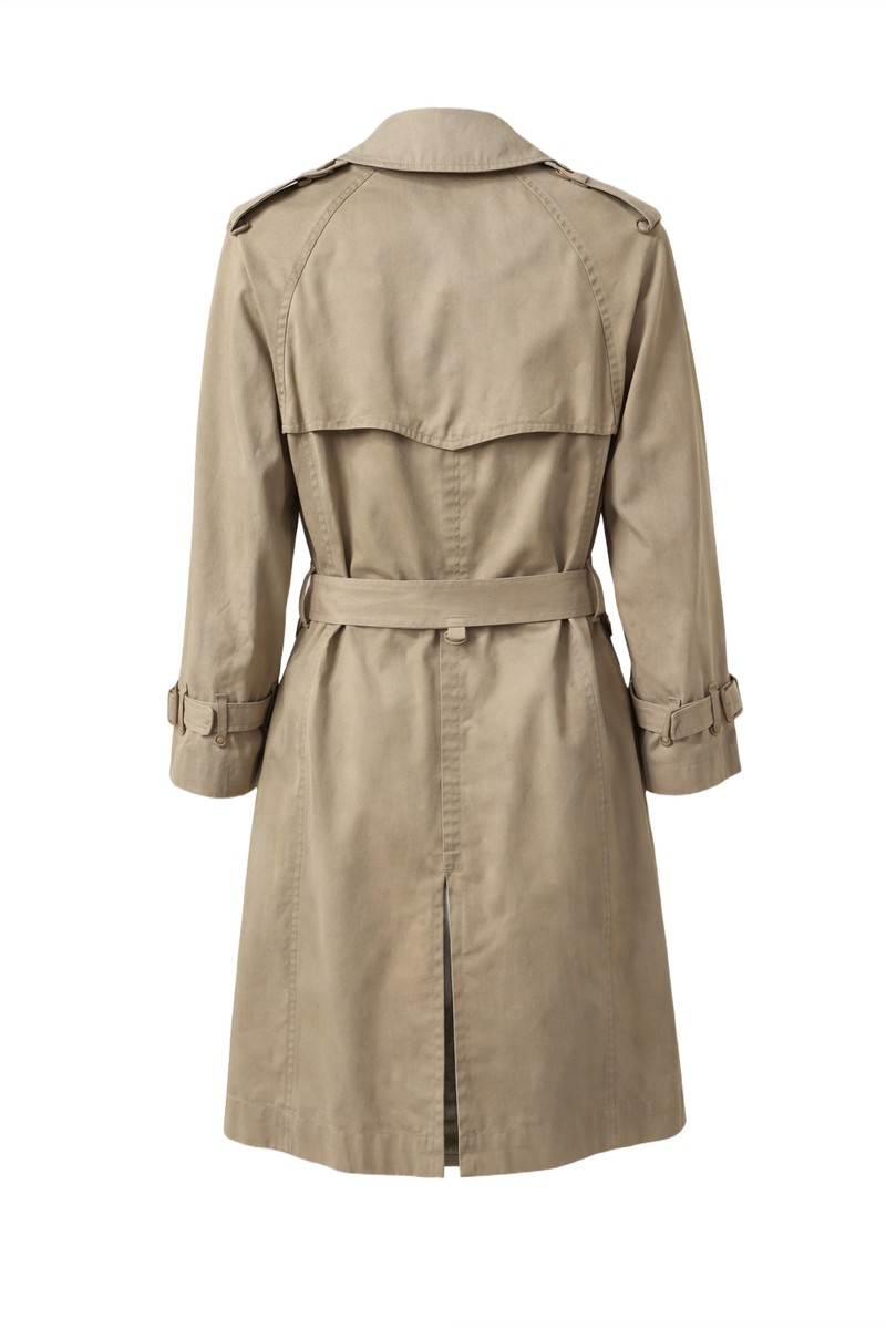 1980s Beige Cotton Trench Coat - Back View