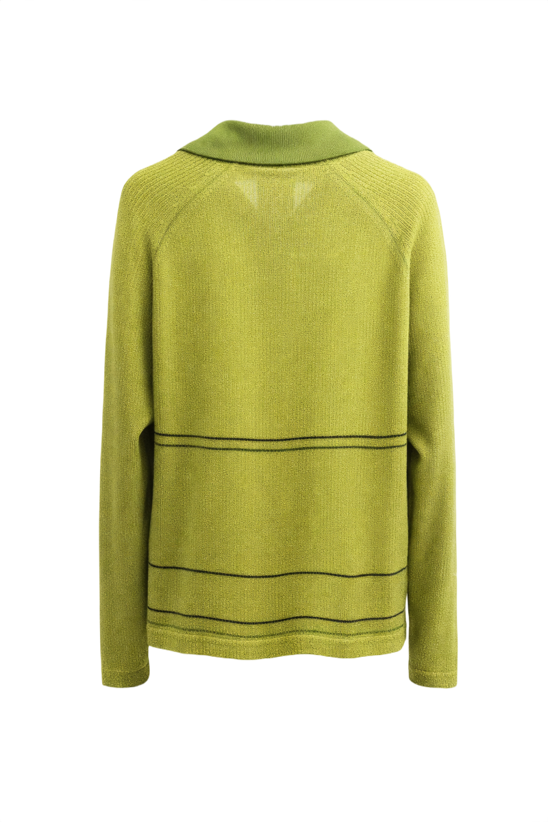 1970s Bright Green Wool Blend Sweater - Back View