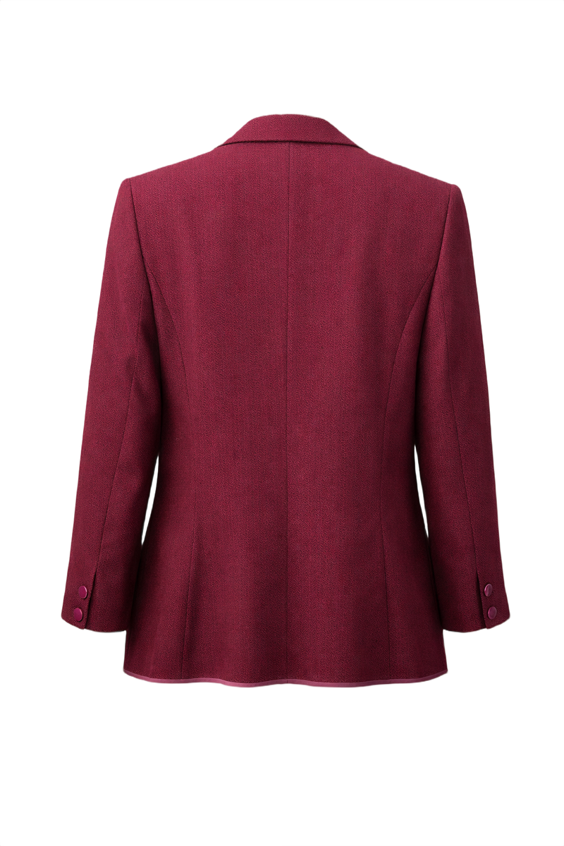 1980s Burgundy Red Wool Blazer - Back View