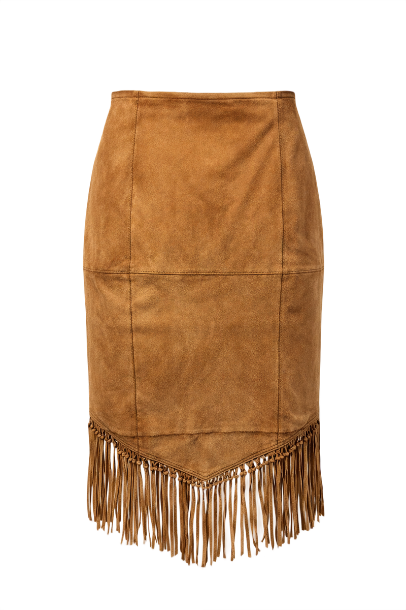 1970s Tan Suede Skirt - Back View