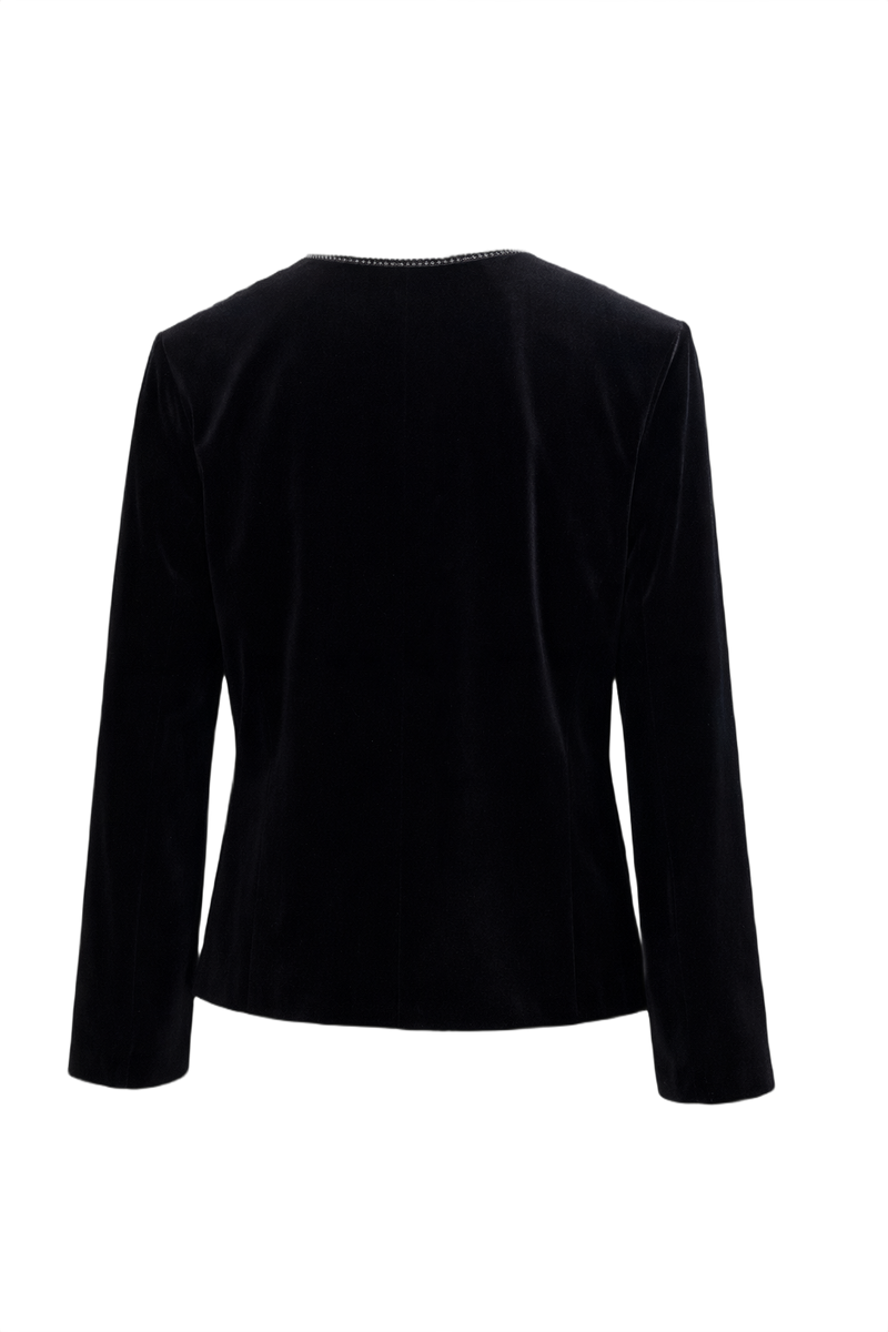 1990s Black Velvet Blazer - Back View