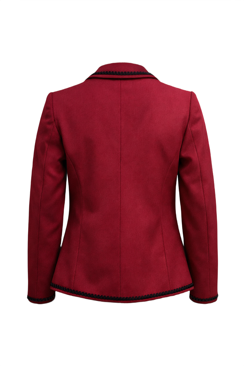 1980s Deep Red Wool Blazer - Back View