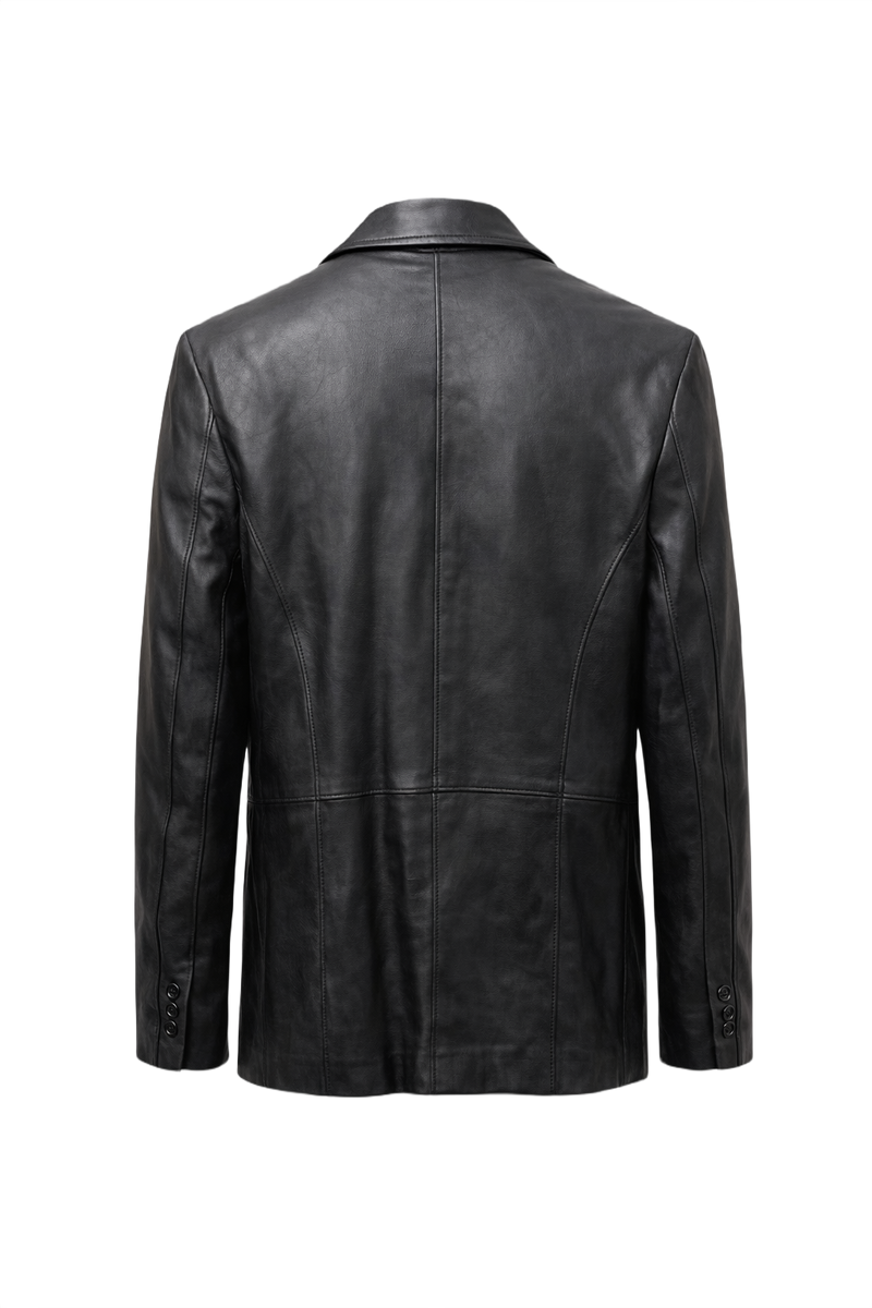 1990s Black Leather Womens Leather Jacket - Back View