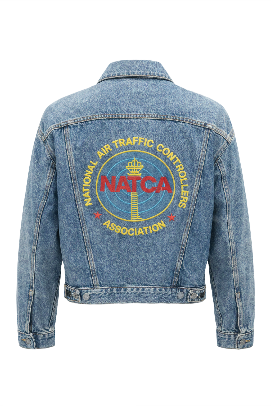 1990s Medium Blue Denim Jacket - Back View