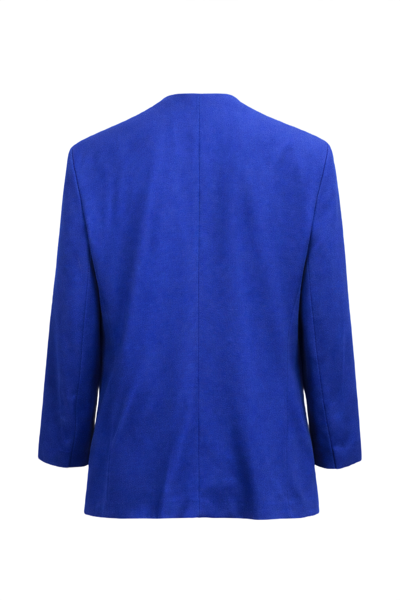 1990s Royal Blue Wool Blend Blazer - Back View