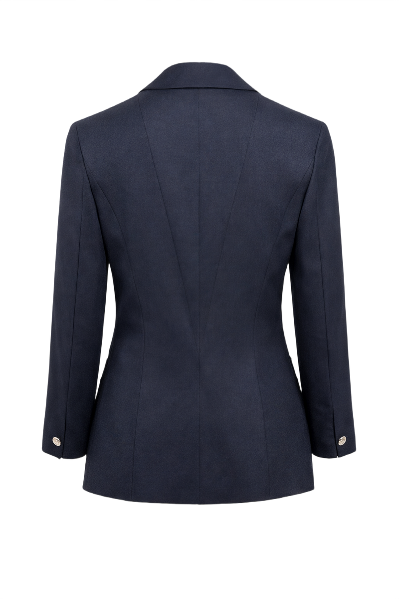 1990s Navy Blue Wool Blazer - Back View