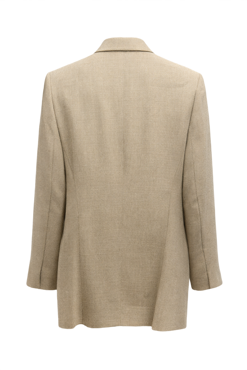 1990s Beige Wool Blend Blazer - Back View