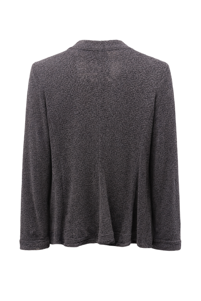 1990s Charcoal Grey Wool Blend Cardigan - Back View