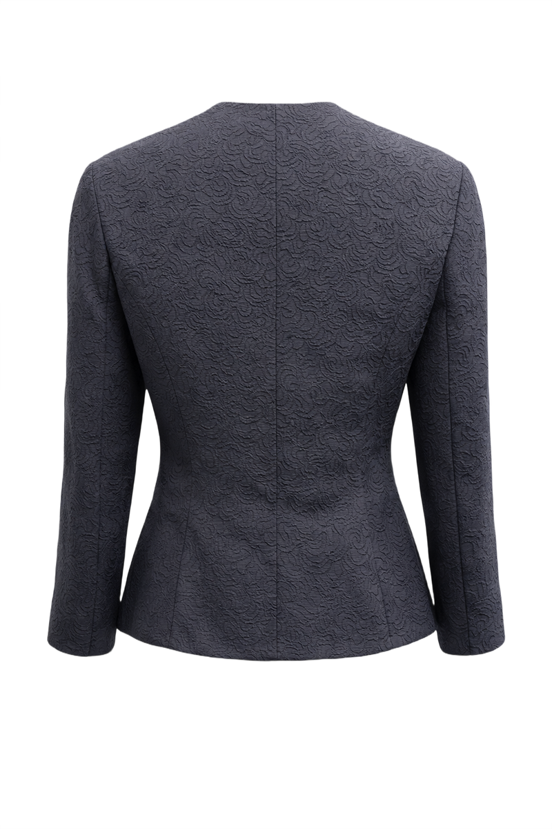 1990s Dark Gray Polyester Blazer - Back View